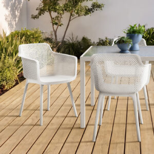 White dining armchair set 4 outdoor chair