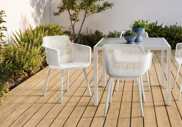 White dining armchair set 4 outdoor chair