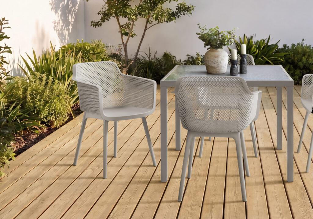 Grey dining armchair set 4 outdoor chair