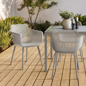 Grey dining armchair set 4 outdoor chair