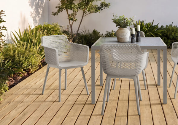 Grey dining armchair set 4 outdoor chair