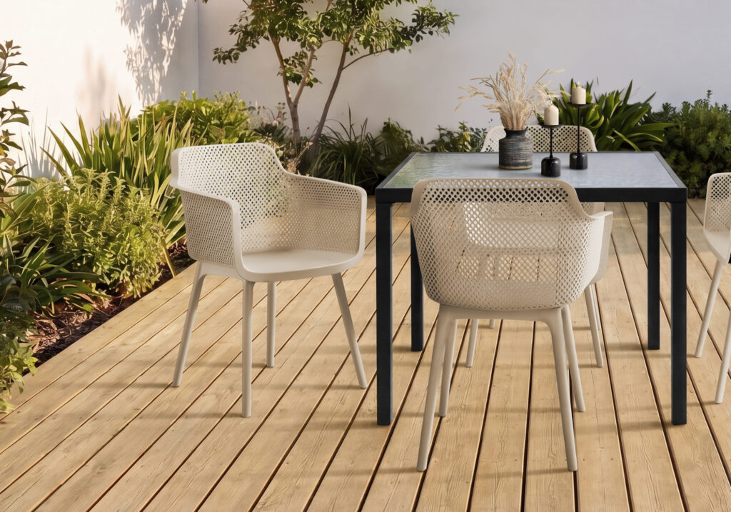 Taupe dining armchair set 4 outdoor chair