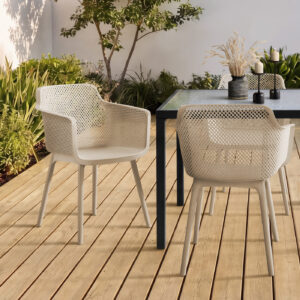 Taupe dining armchair set 4 outdoor chair