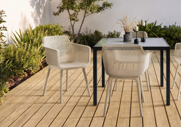 Taupe dining armchair set 4 outdoor chair