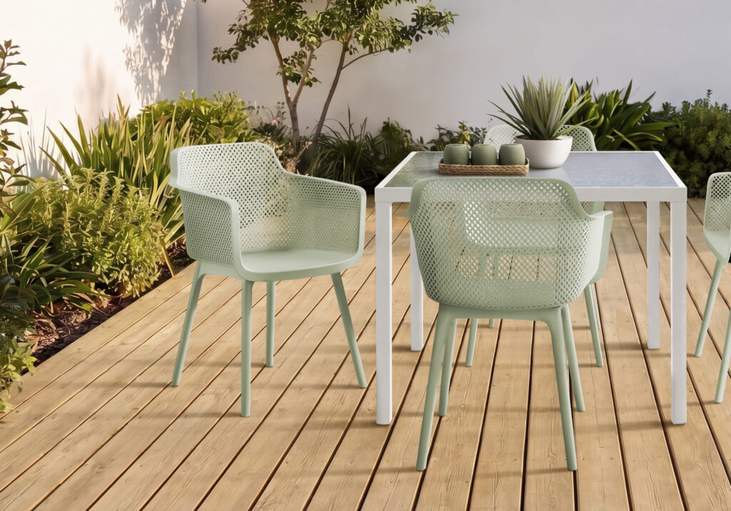 Green dining armchair set 4 outdoor chair