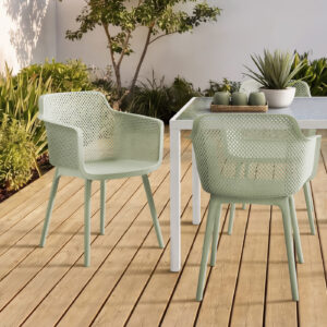 Green dining armchair set 4 outdoor chair