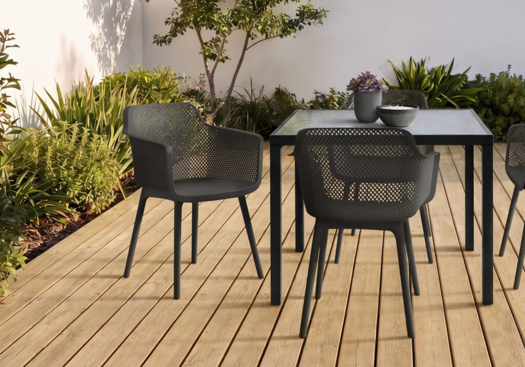 Black dining armchair set 4 outdoor chair