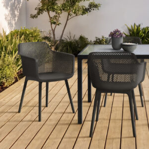 Black dining armchair set 4 outdoor chair
