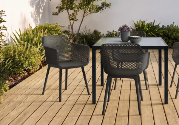 Black dining armchair set 4 outdoor chair