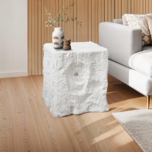 Accent Table, 25"H, Indoor Or Outdoor, End, Nightstand, Side Table, Square, Living Room, Bedroom, White, Contemporary, Modern