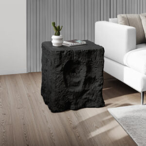 Accent Table, 25"H, Indoor Or Outdoor, End, Nightstand, Side Table, Square, Living Room, Bedroom, Black, Contemporary, Modern