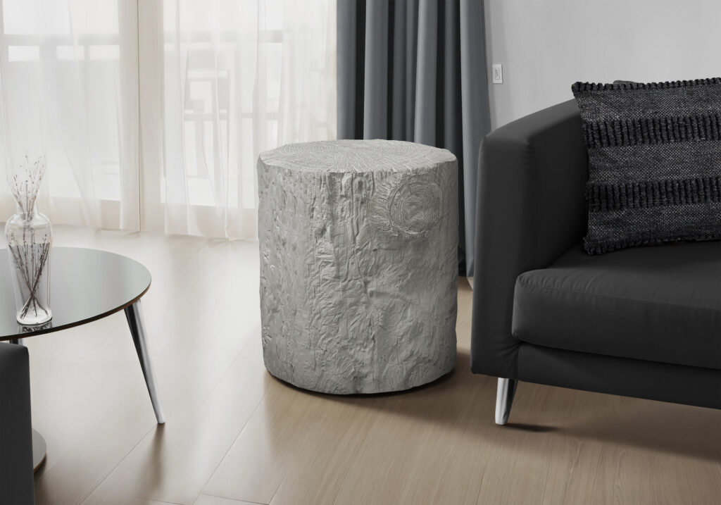 Accent Table, 25″H, Indoor Or Outdoor, Drum, End, Nightstand, Round, Side Table, Living Room, Bedroom, Grey, Contemporary, Modern