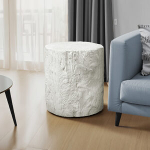 Accent Table, 25"H, Indoor Or Outdoor, Drum, End, Nightstand, Round, Side Table, Living Room, Bedroom, White, Contemporary, Modern