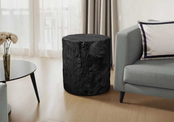 Accent Table, 25″H, Indoor Or Outdoor, Drum, End, Nightstand, Round, Side Table, Living Room, Bedroom, Black, Contemporary, Modern