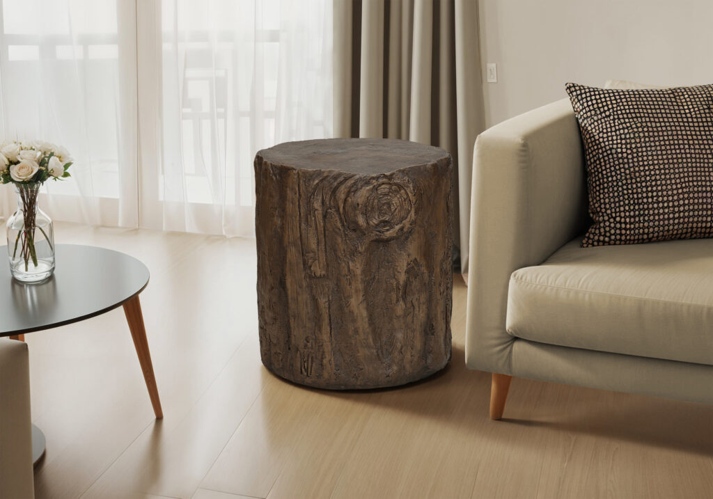 Accent Table, 25″H, Indoor Or Outdoor, Drum, End, Nightstand, Round, Side Table, Living Room, Bedroom, Walnut, Contemporary, Modern