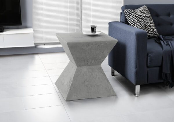 Accent Table, 25″H, Indoor Or Outdoor, Side Table, End, Nightstand, Bedroom, Living Room, Grey, Contemporary, Modern