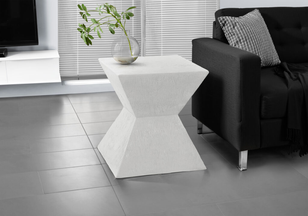 Accent Table, 25″H, Indoor Or Outdoor, Side Table, End, Nightstand, Bedroom, Living Room, White, Contemporary, Modern