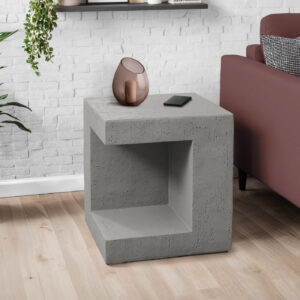 Accent Table, 25"H, Indoor Or Outdoor, Side Table, Nightstand, End, Square, Bedroom, Living Room, Grey, Contemporary, Modern
