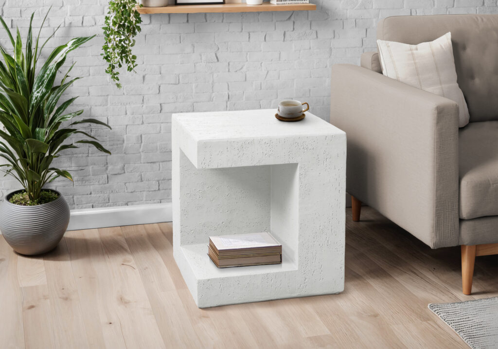 Accent Table, 25″H, Indoor Or Outdoor, Side Table, Nightstand, End, Square, Bedroom, Living Room, White, Contemporary, Modern