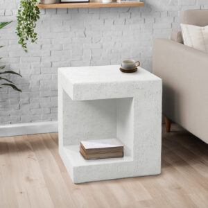 Accent Table, 25"H, Indoor Or Outdoor, Side Table, Nightstand, End, Square, Bedroom, Living Room, White, Contemporary, Modern