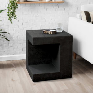 Accent Table, 25"H, Indoor Or Outdoor, Side Table, Nightstand, End, Square, Bedroom, Living Room, Black, Contemporary, Modern