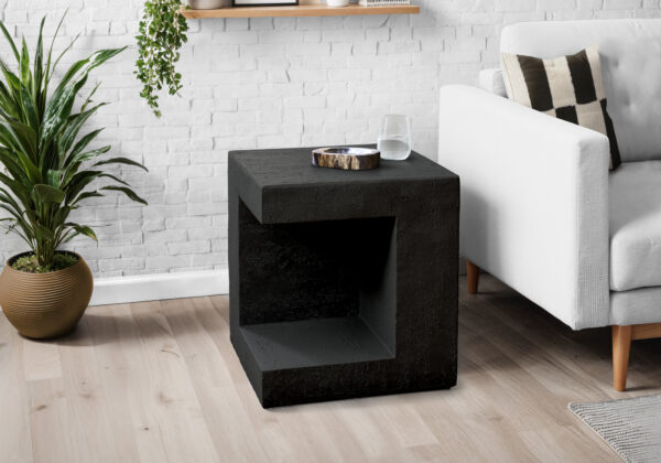 Accent Table, 25″H, Indoor Or Outdoor, Side Table, Nightstand, End, Square, Bedroom, Living Room, Black, Contemporary, Modern