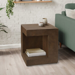 Accent Table, 25"H, Indoor Or Outdoor, Side Table, Nightstand, End, Square, Bedroom, Living Room, Walnut, Contemporary, Modern