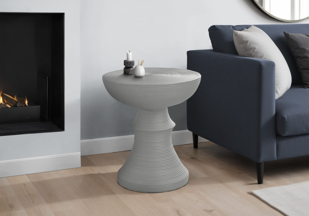 Accent Table, 25″H, Indoor Or Outdoor, Side Table, End, Bedroom, Living Room, Nightstand, Round, Grey, Contemporary, Modern