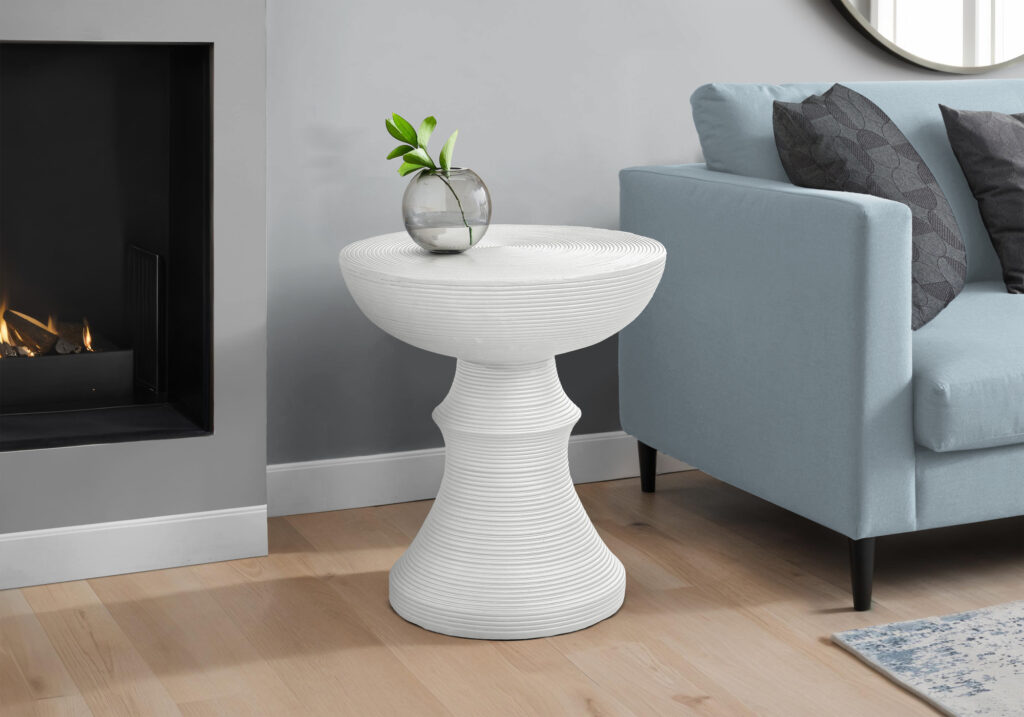 Accent Table, 25″H, Indoor Or Outdoor, Side Table, End, Bedroom, Living Room, Nightstand, Round, White, Contemporary, Modern