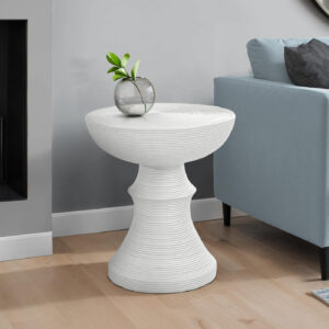 Accent Table, 25"H, Indoor Or Outdoor, Side Table, End, Bedroom, Living Room, Nightstand, Round, White, Contemporary, Modern