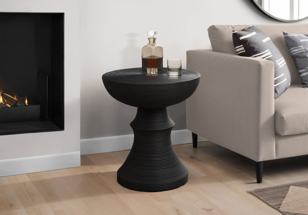Accent Table, 25″H, Indoor Or Outdoor, Side Table, End, Bedroom, Living Room, Nightstand, Round, Black, Contemporary, Modern