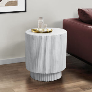 Accent Table, 25"H, Indoor Or Outdoor, Bedroom, End, Living Room, Nightstand, Round, Side Table, White, Contemporary, Modern