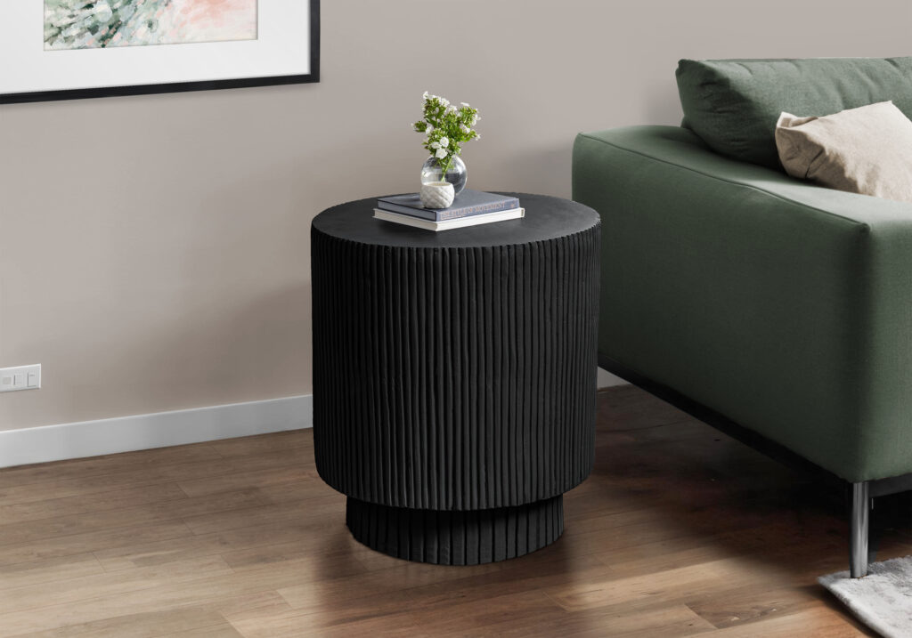 Accent Table, 25″H, Indoor Or Outdoor, Bedroom, End, Living Room, Nightstand, Round, Side Table, Black, Contemporary, Modern