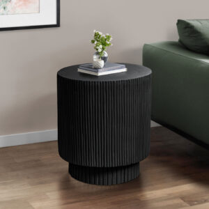 Accent Table, 25"H, Indoor Or Outdoor, Bedroom, End, Living Room, Nightstand, Round, Side Table, Black, Contemporary, Modern