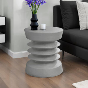 Accent Table, 25"H, Indoor Or Outdoor, Side Table, End, Bedroom, Living Room, Nightstand, Round, Grey, Contemporary, Modern