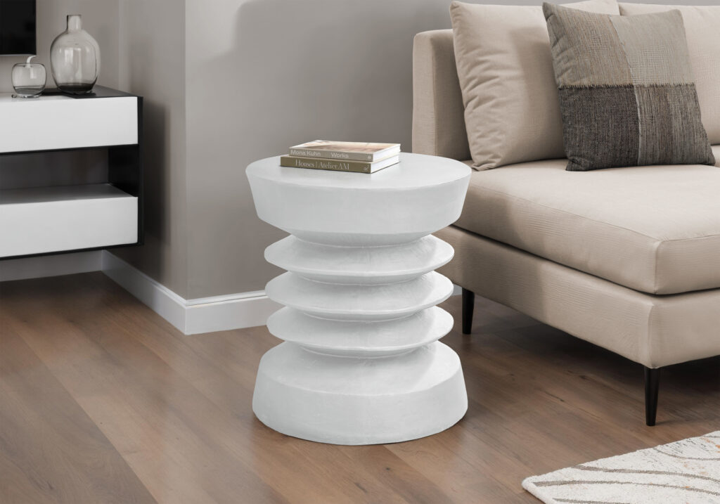 Accent Table, 25″H, Indoor Or Outdoor, Side Table, End, Bedroom, Living Room, Nightstand, Round, White, Contemporary, Modern