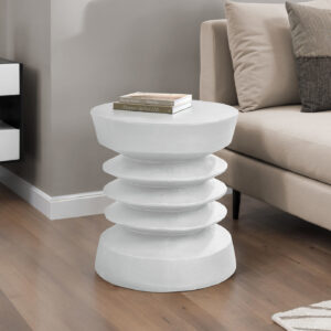 Accent Table, 25"H, Indoor Or Outdoor, Side Table, End, Bedroom, Living Room, Nightstand, Round, White, Contemporary, Modern