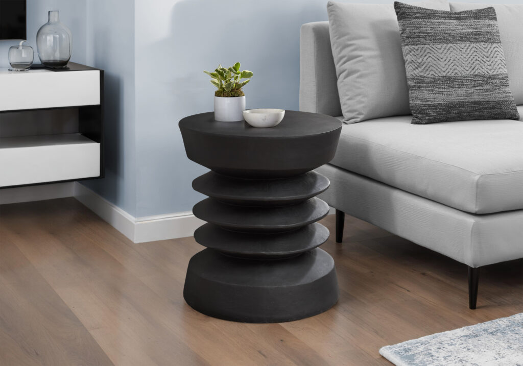 Accent Table, 25″H, Indoor Or Outdoor, Side Table, End, Bedroom, Living Room, Nightstand, Round, Black, Contemporary, Modern