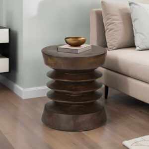 Accent Table, 25"H, Indoor Or Outdoor, Side Table, End, Bedroom, Living Room, Nightstand, Round, Walnut, Contemporary, Modern