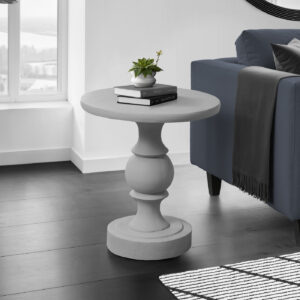 Accent Table, 25"H, Indoor Or Outdoor, Bedroom, End, Living Room, Nightstand, Round, Side Table, Grey, Transitional