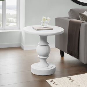 Accent Table, 25"H, Indoor Or Outdoor, Bedroom, End, Living Room, Nightstand, Round, Side Table, White, Transitional