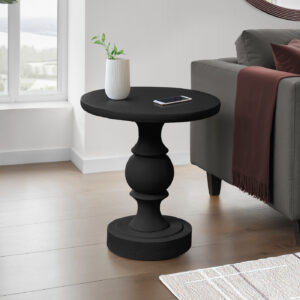 Accent Table, 25"H, Indoor Or Outdoor, Bedroom, End, Living Room, Nightstand, Round, Side Table, Black, Transitional
