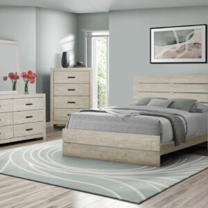 Bleached oak queen bed finish bedroom set
