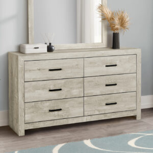 Bleached oak 6 drawer dresser finish bedroom set