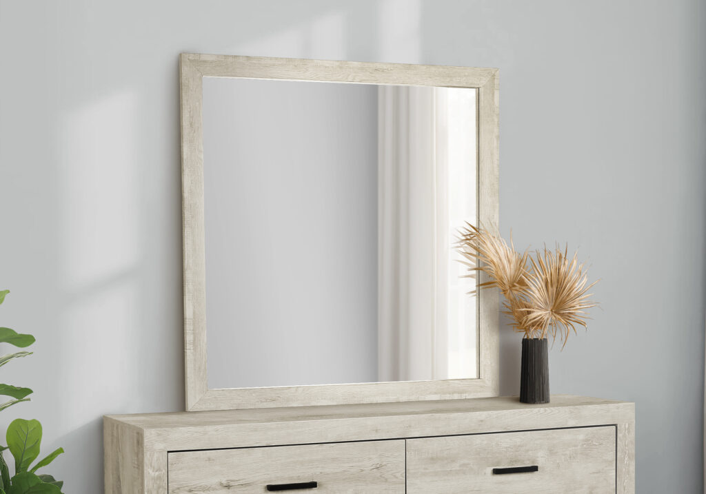 Bleached oak wall mirror finish bedroom set