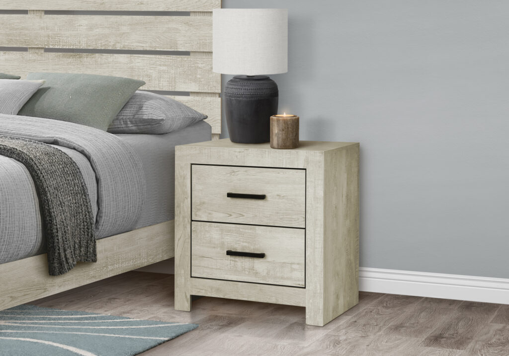 Bleached oak 2 drawer nightstand finish bedroom set