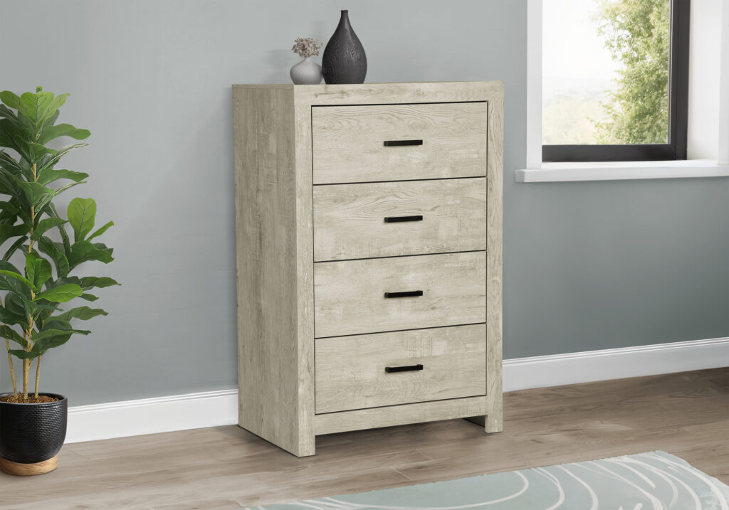 Bleached oak 4 drawer chest finish bedroom set