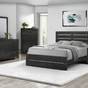 Grey wood queen bed graphite finish bedroom set