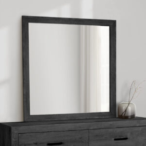 Grey wood wall mirror graphite finish bedroom set