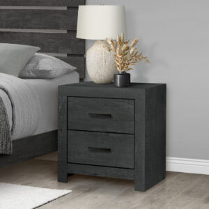 Grey wood 2 drawer nightstand graphite bedroom set